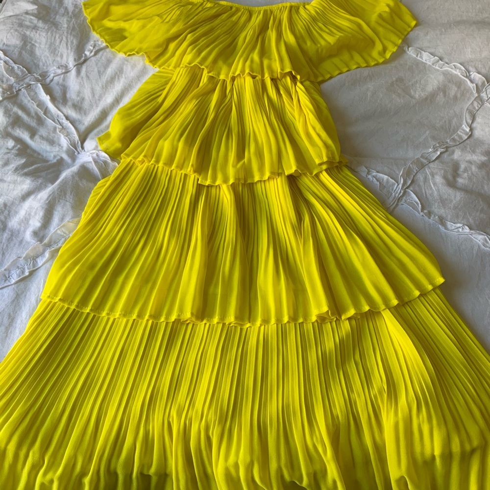Bright Yellow Tiered Dress